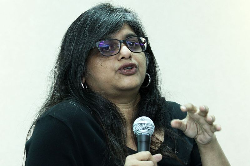 Activist Gayathry Venkiteswaran speaking during the Bar Council forum on the use of social media to express opinion in Kuala Lumpur, December 14, 2017. u00e2u20acu201d Picture by Miera Zulyana