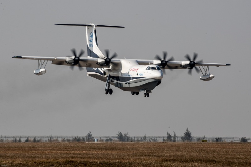 China's domestically developed AG600, the world's largest amphibious aircraft, is seen during its maiden flight in Zhuhai, Guangdong province December 24, 2017. u00e2u20acu201d Reuters pic 