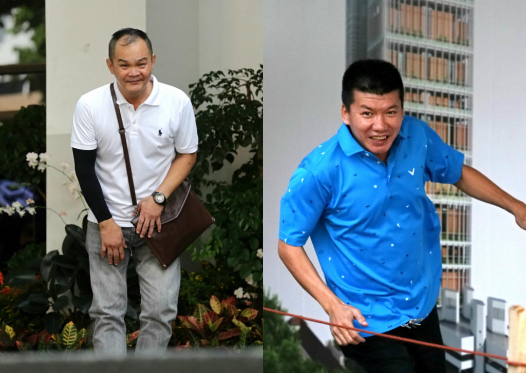 (From left) Toh Kian Teck, 53 and Tay Soo Yong, 50, face one charge each, under the Protection from Harassment Act, for causing harassment, alarm or distress through the use of threatening language or behaviour. u00e2u20acu201d Picture by  Nuria Ling/TODAY