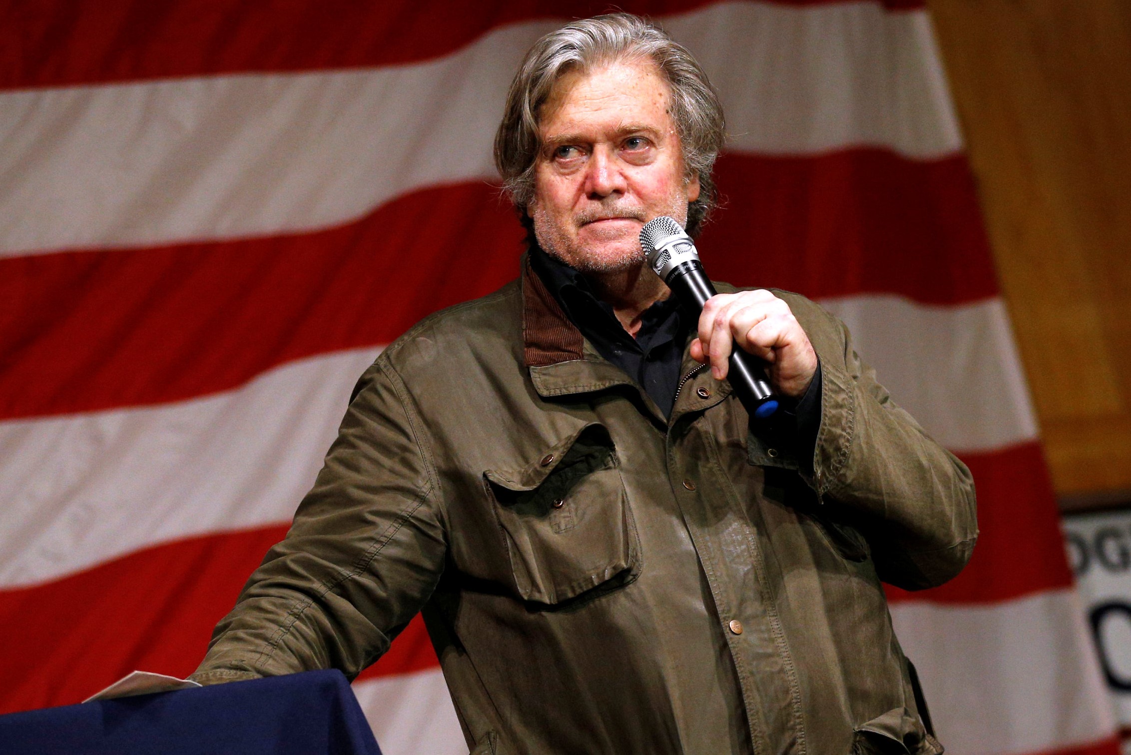 Former White House Chief Strategist Steve Bannon speaks during a campaign event for Republican candidate for US Senate Judge Roy Moore in Fairhope, Alabama, December 5, 2017. u00e2u20acu201d Reuters pic