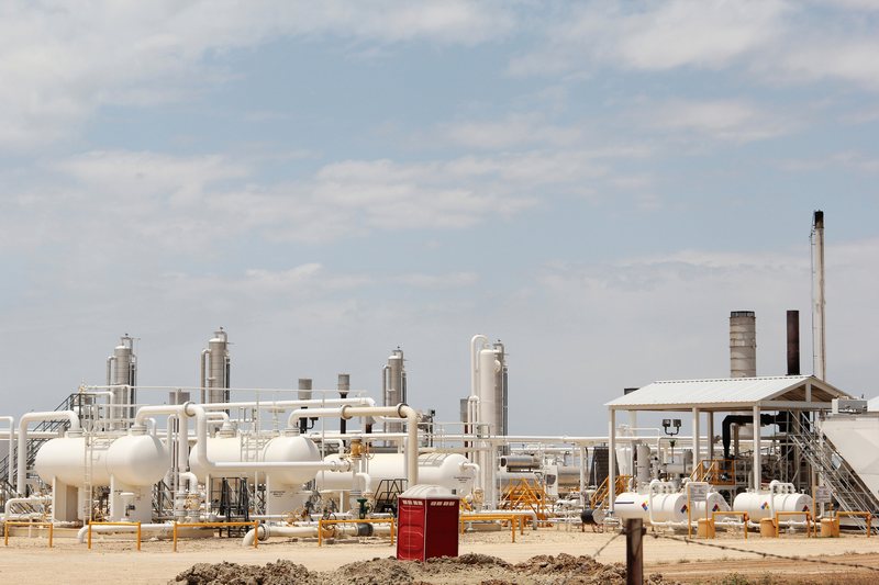 An oil and gas processing plant fed by local shale wells is pictured along a highway outside Carrizo Springs in Dimmit County, Texas May 2, 2014. u00e2u20acu201d Reuters pic 