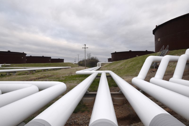 Pipelines run to Enbridge Inc's crude oil storage tanks at their tank farm in Cushing, Oklahoma March 24, 2016. u00e2u20acu201d Reuters pic