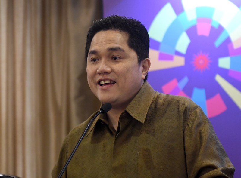 Erick Thohir, chairman of the Indonesia Asian Games 2018 Organising Committee, addressing a media forum in Jakarta November 27, 2017. u00e2u20acu201d AFP pic
