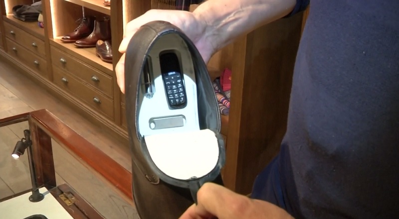 This screenshot from the Reuters’ video shows gadgets hidden in the sole of the Secret Shoe. — Reuters pic