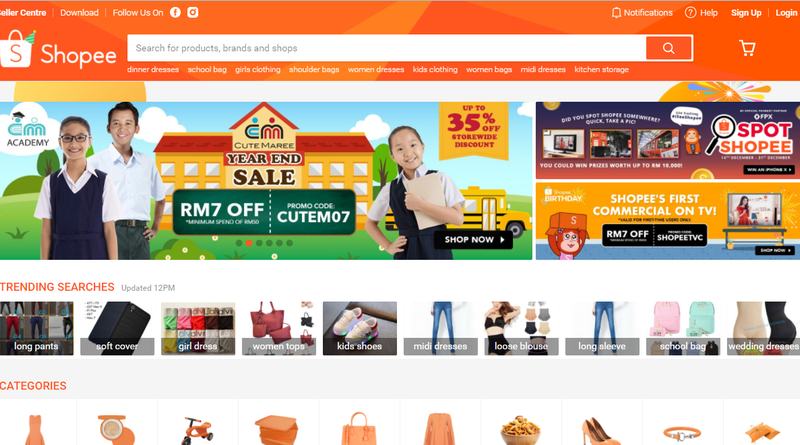 Screengrab of the Shopee webside.