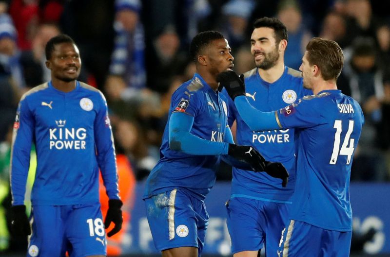 Leicester City's Kelechi Iheanacho celebrates after scoring the second goal in the FA Cup third round against Fleetwood Town in Leicester January 17, 2018. u00e2u20acu2022 Reuters pic
