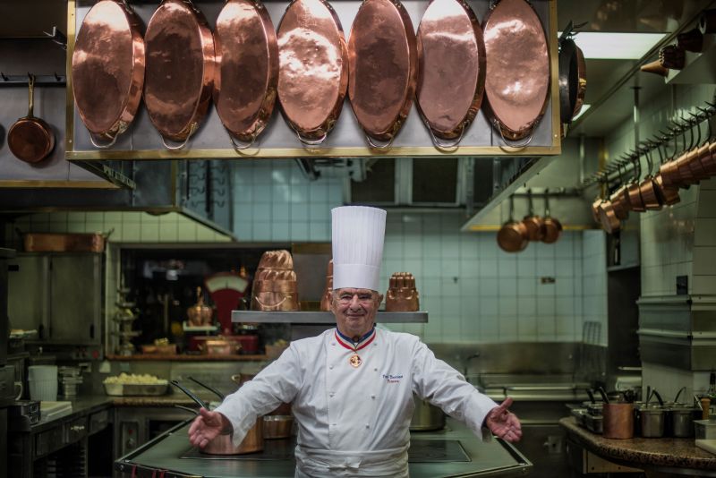 This file photo taken on November 09, 2012 shows French chef Paul Bocuse posing in his kitchen at Lu00e2u20acu2122Auberge de Pont de Collonges, during a culinary work shop in Collonges-au-Mont-du00e2u20acu2122Or. u00e2u20acu201d AFP pic