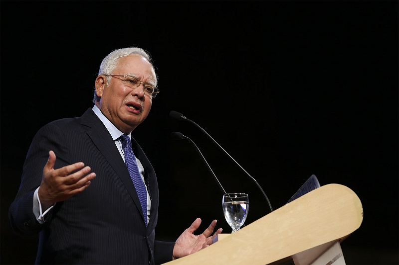 Prime Minister Datuk Seri Najib Razak delivers his speech during the Police Pensioners Congregation at the Putra World Trade Cente  in Kuala Lumpur January 15, 2018. u00e2u20acu201d Picture by Yusof Mat Isa