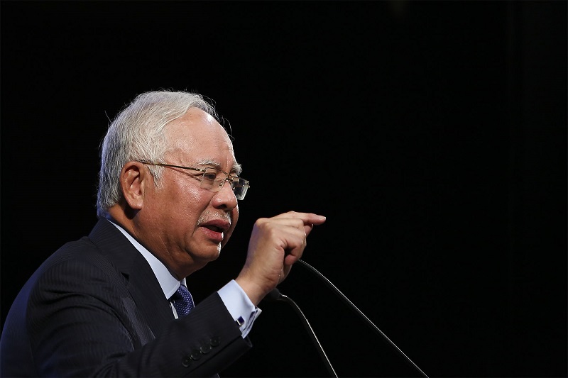 Prime Minister Datuk Seri Najib Razak delivers his speech during the Police Pensioners Congregation at the Putra World Trade Cente  in Kuala Lumpur January 15, 2018. u00e2u20acu201d Picture by Yusof Mat Isa