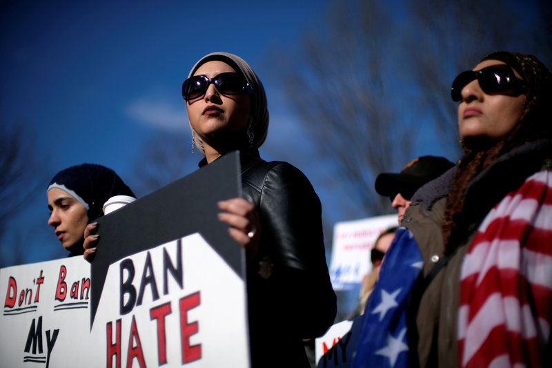 Activist groups including the Council on American-Islamic Relations, MoveOn.org, Oxfam, and the ACLU hold a rally in front of the White House against the Trump administration travel and refugee ban in Washington January 27, 2018. u00e2u20acu201d Reuters pic