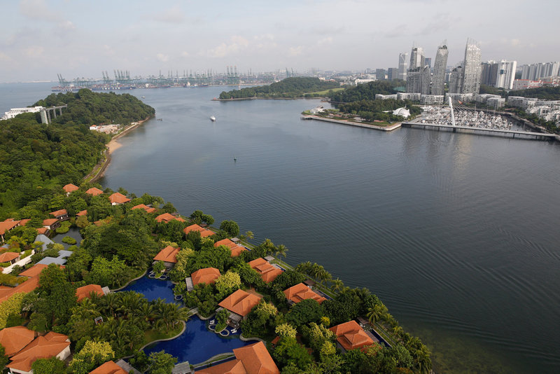 A view from a cable car is seen of part of the island resort of Sentosa (left) in Singapore July 31, 2017. u00e2u20acu201d Reuters pic