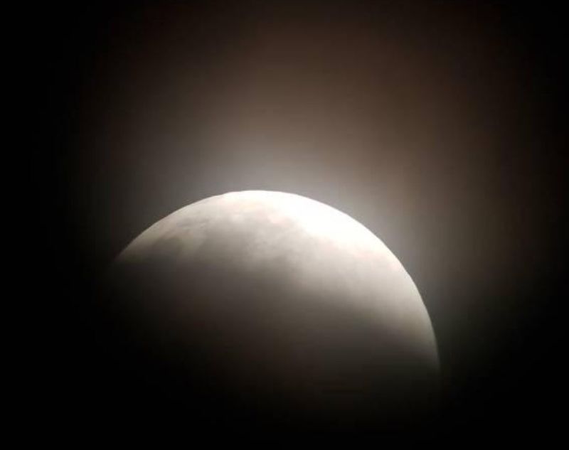 The lunar eclipse on January 31, 2018, as seen from Pulau Tikus, Penang
