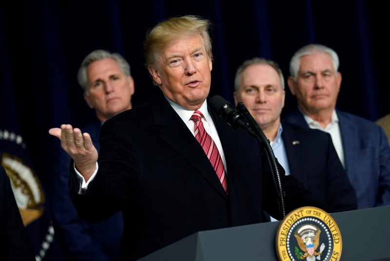 US President Donald Trump speaks to the media after the Congressional Republican Leadership retreat at Camp David, Maryland January 6, 2018. u00e2u20acu201d Reuters picnn