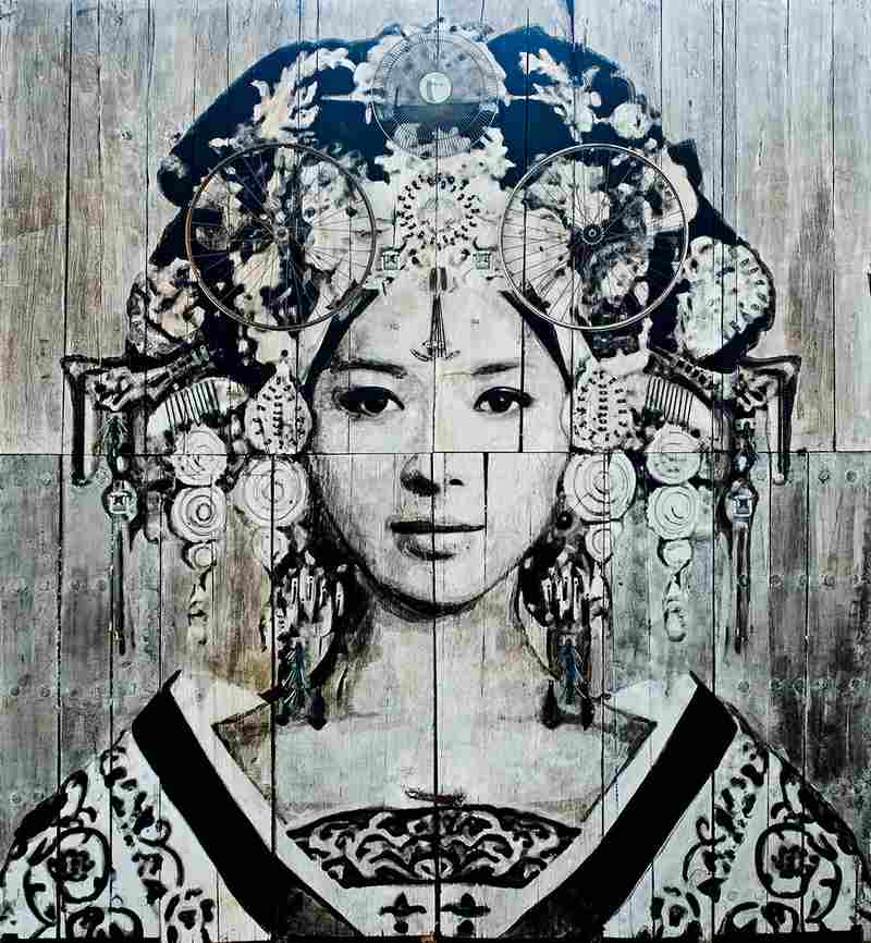 YZ, 'Empress Wu,' 2015, installation painted on antique doors, part of 'Art from the Streets.' u00e2u20acu201d Picture courtesy of Stephane Bisseuil/Magda Danysz Gallery
