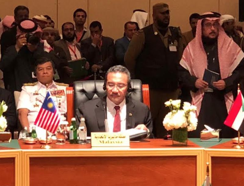 Datuk Seri Hishammuddin Hussein at the Meeting of the Foreign Ministers of the States of the Coalition for supporting legitimacy in Yemen in Riyadh, January 23, 2018. u00e2u20acu201d Picture courtesy of Prime Ministeru00e2u20acu2122s Department