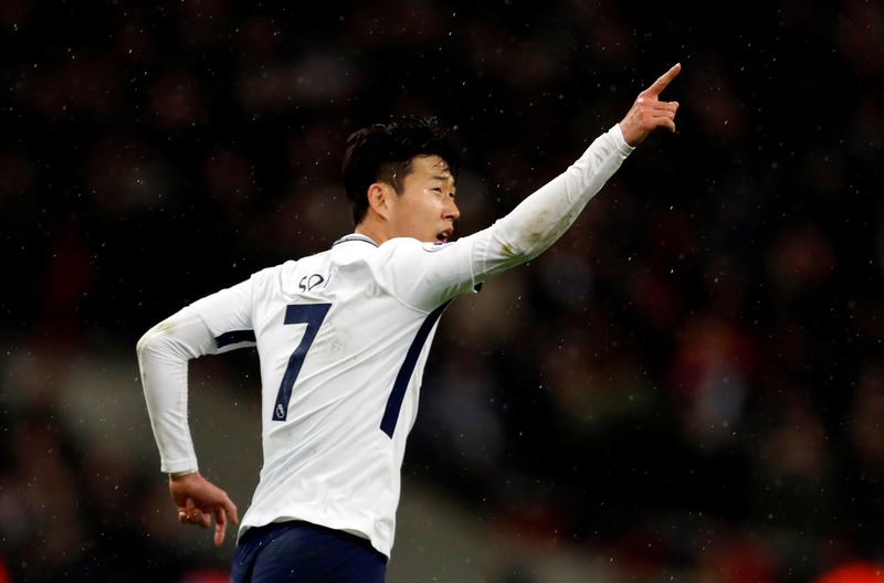 Son Heung-min celebrates scoring for Tottenham Hotspur in their EPL match with West Ham at the Wembley Stadium January 4, 2018. u00e2u20acu201d Reuters pic