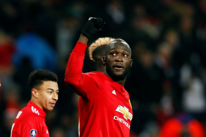 Manchester United's Romelu Lukaku celebrates after scoring the second goal against Derby County. u00e2u20acu2022 Reuters pic