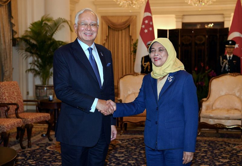 Prime Minister Datuk Seri Najib Razak paying a courtesy call on Singapore President Halimah Yacob at the Istana in Singapore, January 15, 2018. u00e2u20acu201d Bernama pic