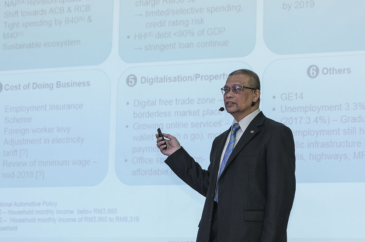 President and CEO of Perodua Datuk Aminar Rashid Salleh giving a speech during Perodua 2017u00e2u20acu2122s Full-Year Review at Perodua Sentral in Petaling Jaya, January 19, 2018. u00e2u20acu201d MMO pic by by Miera Zulyana