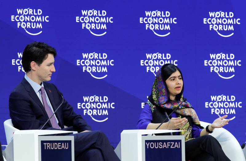 Canadau00e2u20acu2122s Prime Minister Justin Trudeau and Malala Yousafzai, Girlsu00e2u20acu2122 Education Activist and Co-founder of Malala Fund, attend the World Economic Forum (WEF) annual meeting in Davos January 25, 2018. u00e2u20acu201d Reuters pic