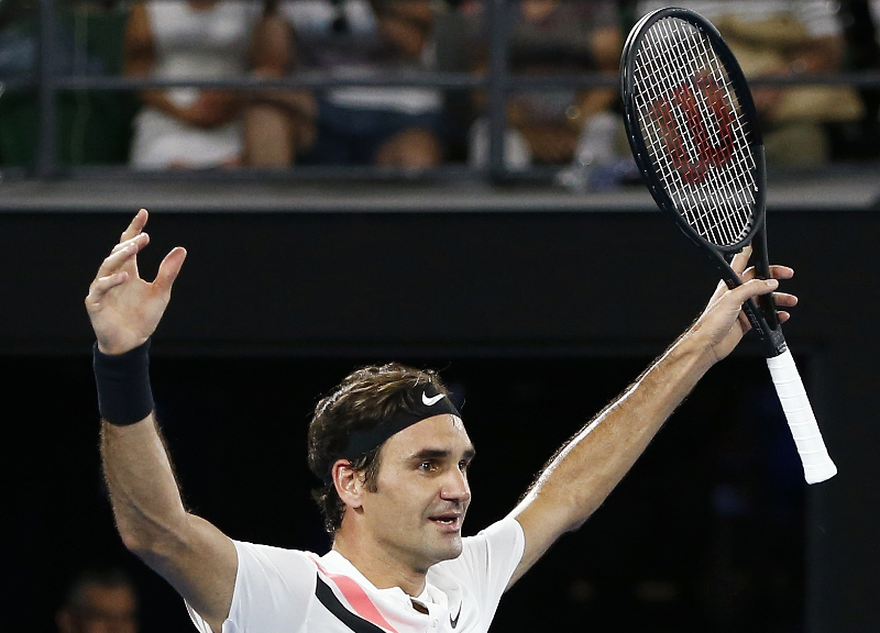 Roger Federer of Switzerland celebrates winning the Australian Open Menu00e2u20acu2122s singles final against Marin Cilic of Croatia at the Rod Laver Arena, Melbourne January 28, 2018. u00e2u20acu201d Reuters pic