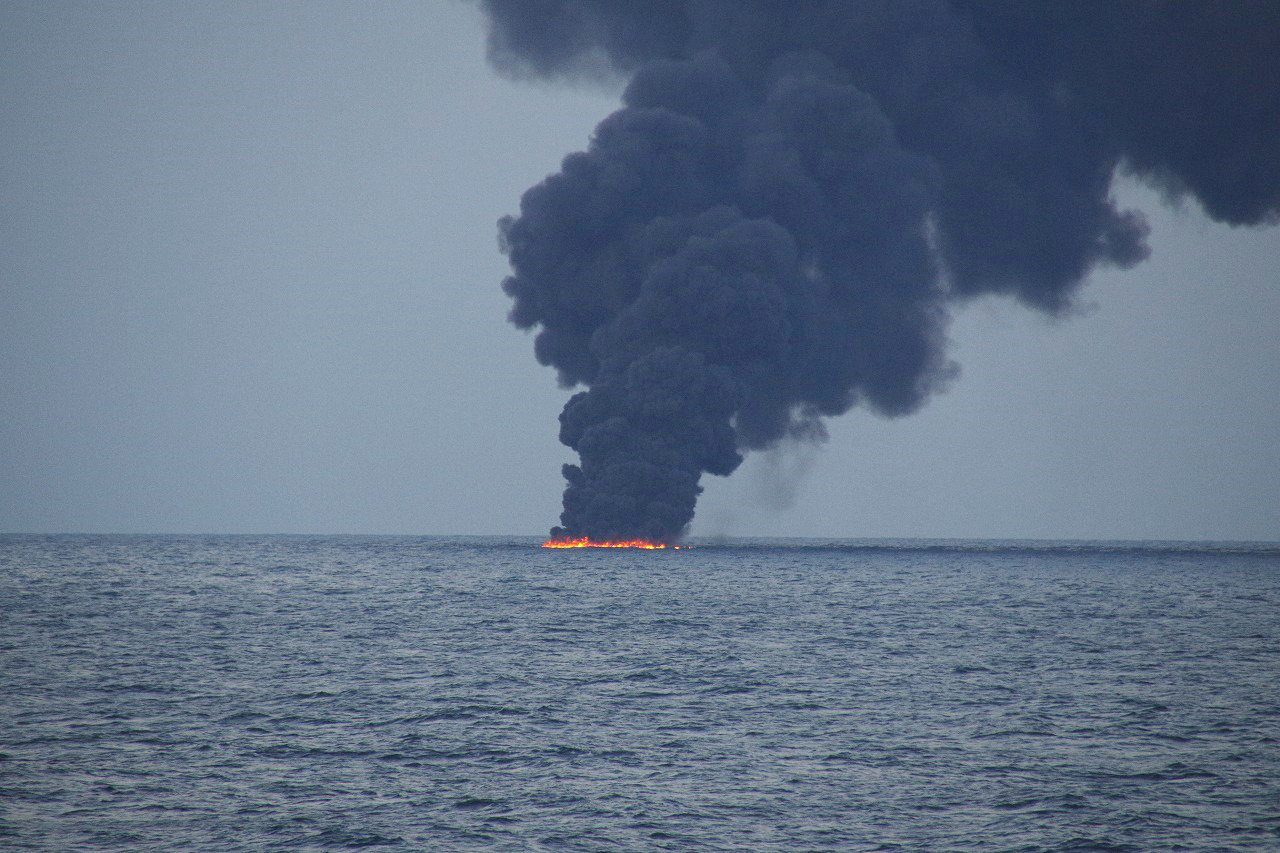 Flames and smoke from the Iranian oil tanker Sanchi is seen in the East China Sea, on January 15, 2018 in this photo provided by Japan's 10th Regional Coast Guard. u00e2u20acu201d Reuters pic 