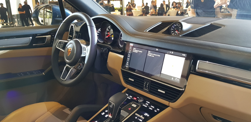 The interior of the Porsche Cayenne.