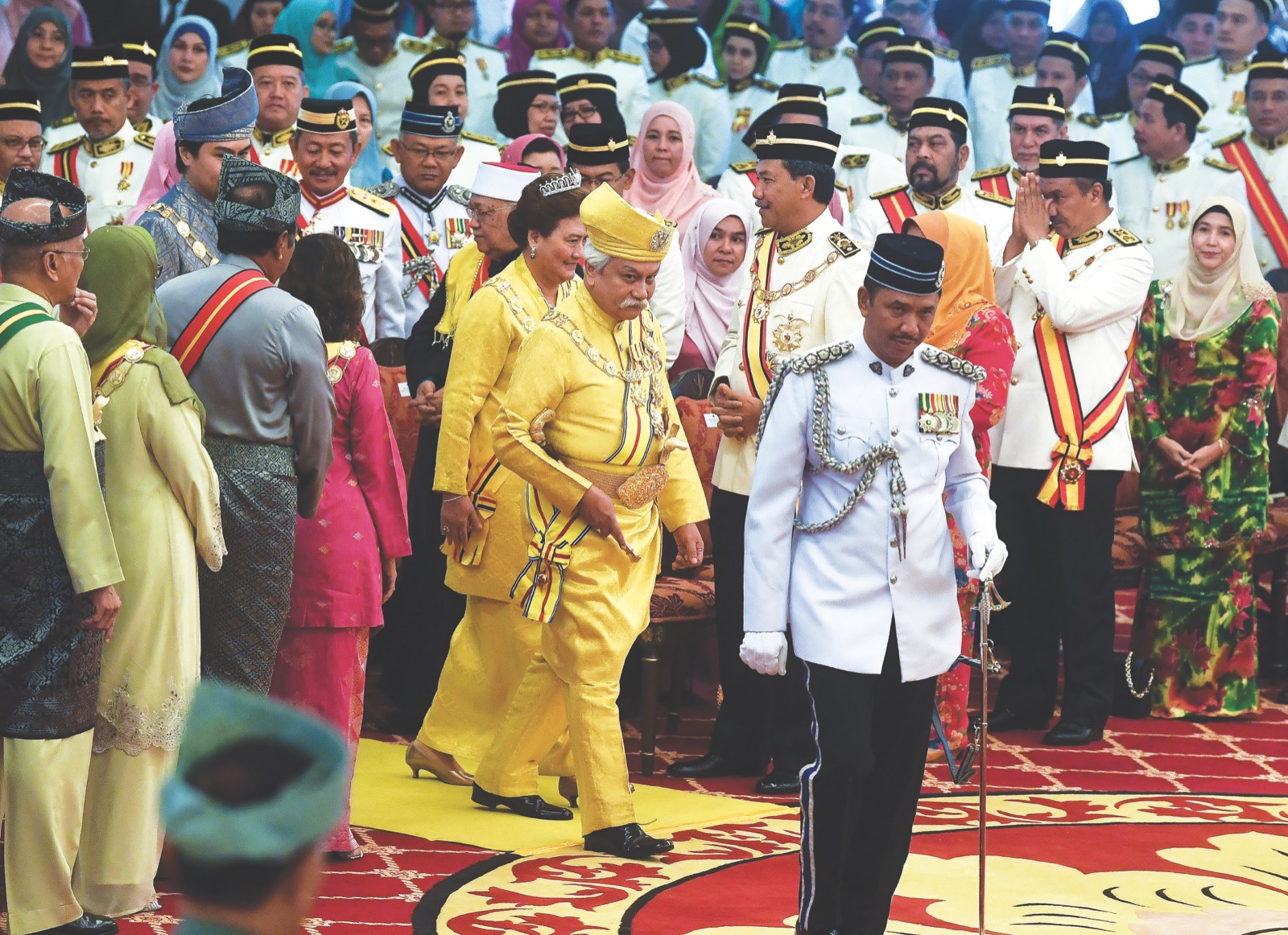 Yang Dipertuan Besar Negeri Sembilan Tuanku Muhriz Tuanku Munawir and Tunku Ampuan Besar Negeri Sembilan Tuanku Aishah Rohani Tengku Besar Mahmud at Balairong Seri, on the Ruler's 70th birthday on January 18 2018. — Bernama pic