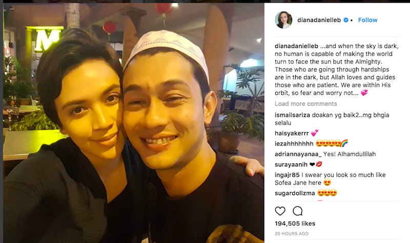 A selfie of Datin Diana Danielle and her husband, actor Datuk Farid Kamil posted on her Instagram page. u00e2u20acu201d Picture courtesy of Instagram/ dianadanielleb