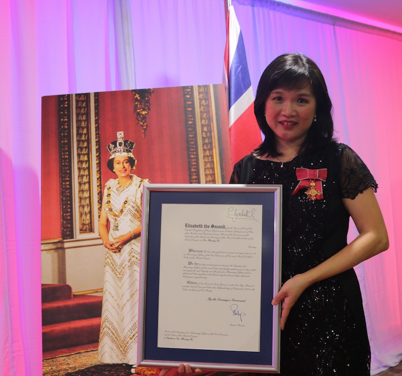 Professor Teo Soo-Hwang has been awarded a Honorary Officer of the Most Excellent Order of the British Empire (OBE) award by Queen Elizabeth II for her contributions in medical research.  u00e2u20acu201d British High Commission handout 