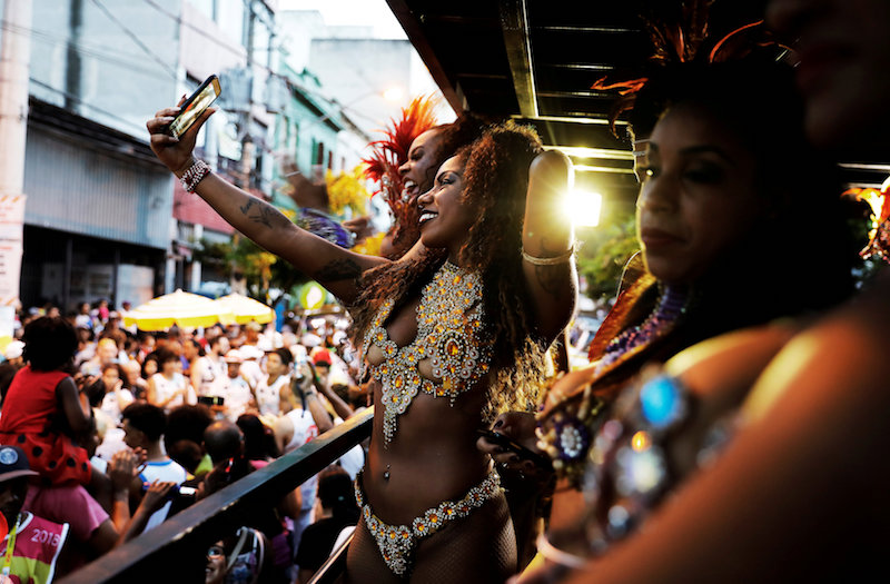 Women take part in an annual block party known as 'Banda do Candinho e Mulatas' (Candinho Band and Mulatto Women), during carnival festivities at Bixiga neighbourhood in Sao Paulo February 7, 2018. u00e2u20acu201d Reuters pic