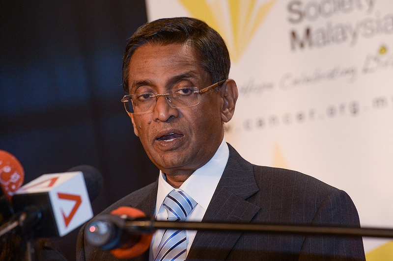 Health Minister Datuk Seri Dr S. Subramaniam speaks during the launch of World Cancer Day 2018 at the Temple of Fine Arts, Brickfields February 5, 2018. u00e2u20acu201d Picture by Mukhriz Hazim