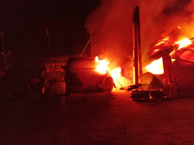 A fire at the Kuala Kangsar Road Transport Department destroyed five vehicles, three of which belonged to the department. u00e2u20acu201d Pictures courtesy of Fire and Rescue Department