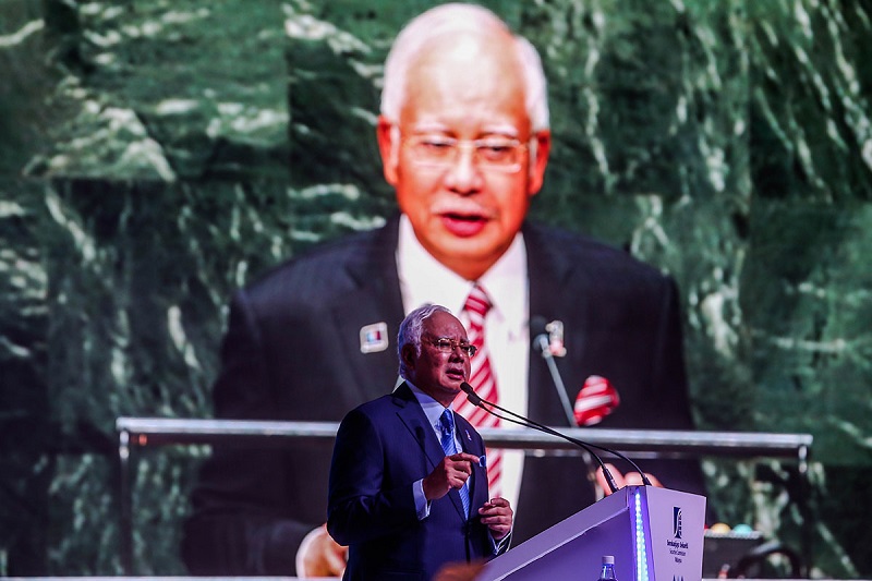 Prime Minister Datuk Seri Najib Razak delivers his keynote address at the World Capital Market Symposium 2018 in Kuala Lumpur February 6, 2018. u00e2u20acu201d Picture by Hari Anggara