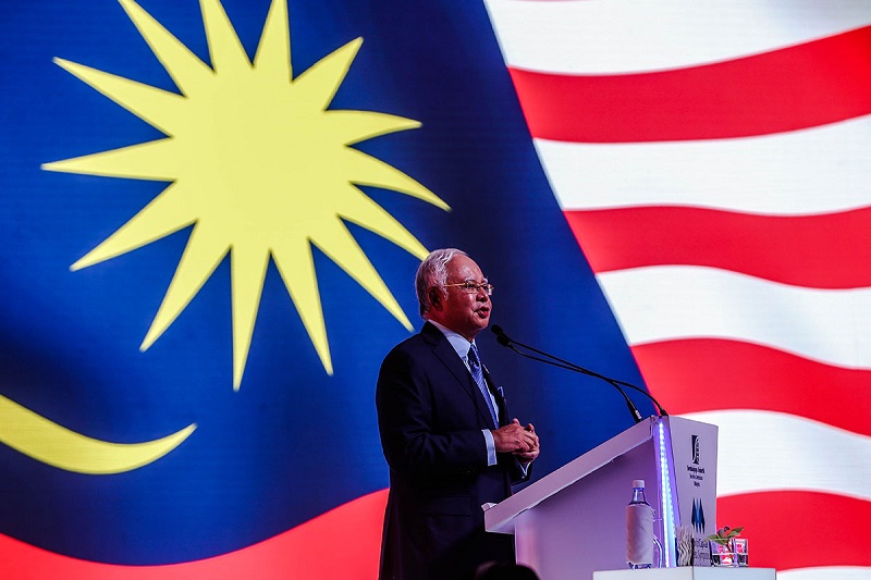 Prime Minister Datuk Seri Najib Razak delivers his keynote address at the World Capital Market Symposium 2018 in Kuala Lumpur February 6, 2018. u00e2u20acu201d Picture by Hari Anggara