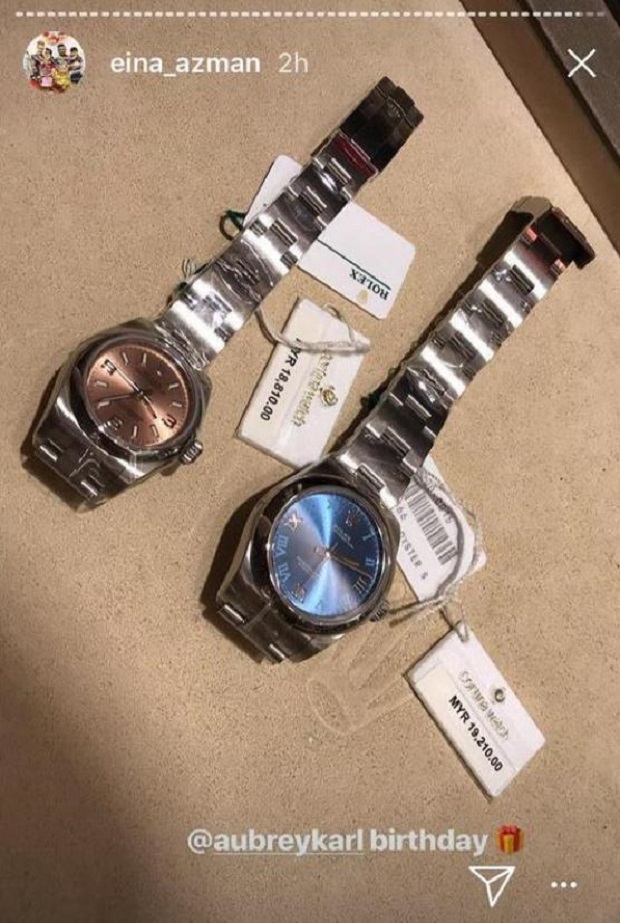 The Rolex watches Eina and her husband Kaiser bought for their twins who turned two yesterday.