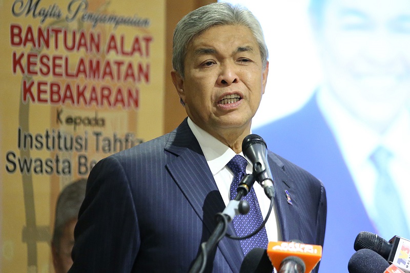 Deputy Prime Minister Datuk Seri Zahid Hamidi speaks during an event to hand out fire aid equipment to registered private tahfiz schools in Putrajaya February 15, 2018. u00e2u20acu201d Picture by Azinuddin Ghazali