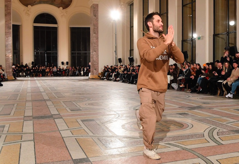 French fashion designer Simon Porte Jacquemus reacts after his show as part of the the Fall/Winter 2018-2019 fashion week, on February 26, 2018, in Paris. u00e2u20acu201d AFP pic