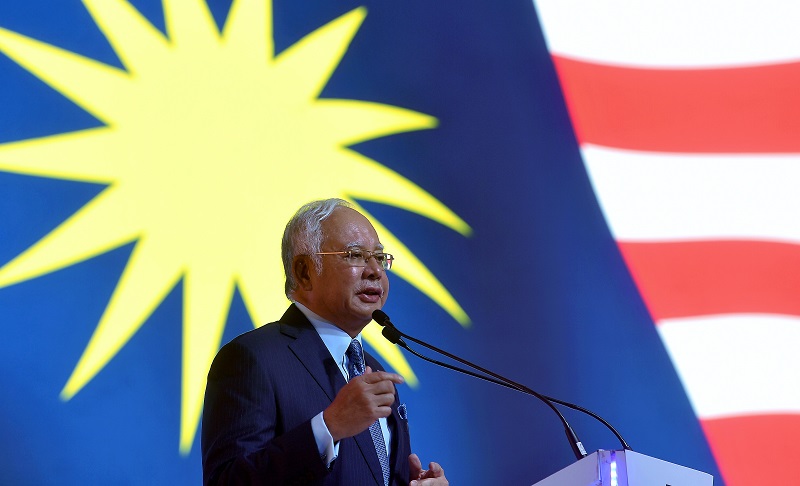 Prime Minister Datuk Seri Najib Razak delivers his keynote address at the World Capital Market Symposium 2018 in Kuala Lumpur February 6, 2018. u00e2u20acu201d Bernama pic