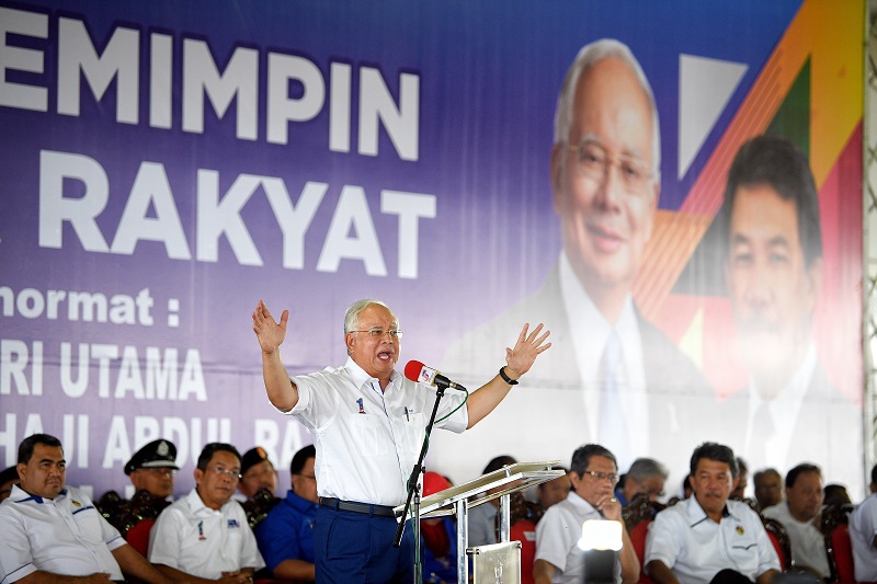 Prime Minister Datuk Seri Najib Razak speaks during a gathering at Telok Kemang in Port Dickson February 26, 2018. u00e2u20acu201d Bernama pic