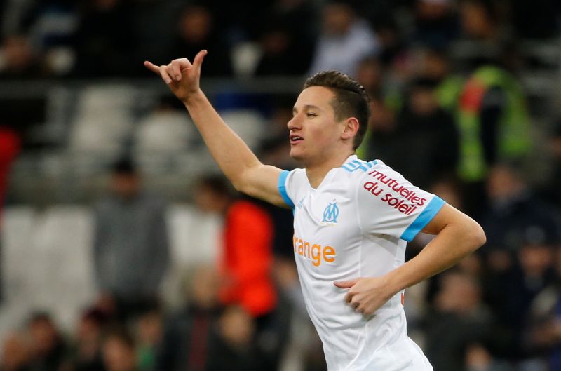 Marseille's Florian Thauvin celebrates scoring against Metz on February 2, 2018. u00e2u20acu201d Reuters picnn