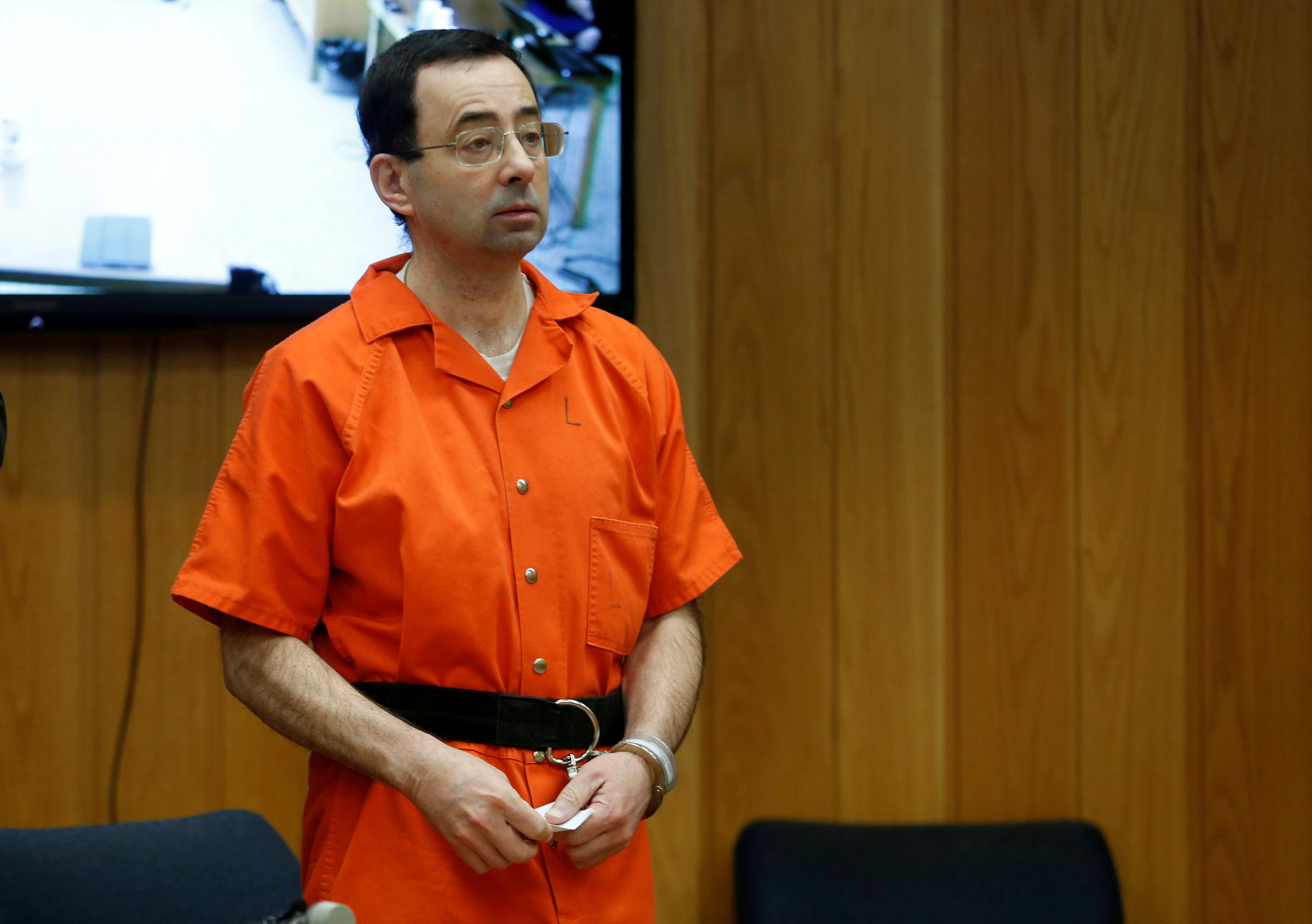 Larry Nassar, a former team USA Gymnastics doctor who pleaded guilty in November 2017 to sexual assault charges, stands in court during his sentencing hearing in the Eaton County Court in Charlotte, Michigan, February 5, 2018. u00e2u20acu201d Reuters pic