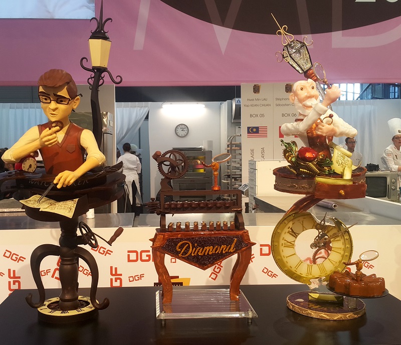 The meticulous creation by Chef Yap Kean Chuan (left) from the Academy of Pastry Arts Malaysia and chef Lau Hwei Min from Harold's Academy. ― Picture courtesy of Suppagood PR