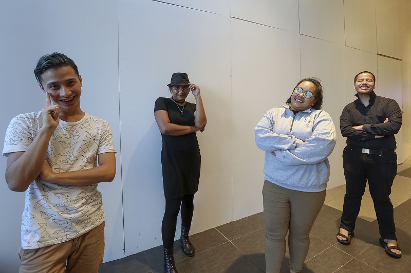 (From left to right) Shayne Wyatt, Mischa Selamat, Herinza and Mussy Del C pose for a picture after an interview with Malay Mail in Kuala Lumpur.