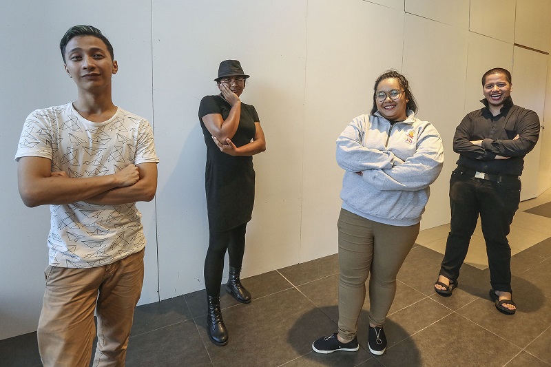 (From left to right) Shayne Wyatt, Mischa Selamat, Herinza and Mussy Del C pose for a picture after an interview with Malay Mail in Kuala Lumpur. u00e2u20acu201d Picture by Yusof Mat Isa