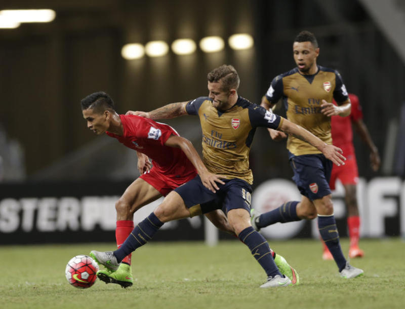 Arsenal (in gold) last featured here during the 2015 Barclays Asia Trophy at the Singapore Sports Hub. u00e2u20acu201d TODAY file pic