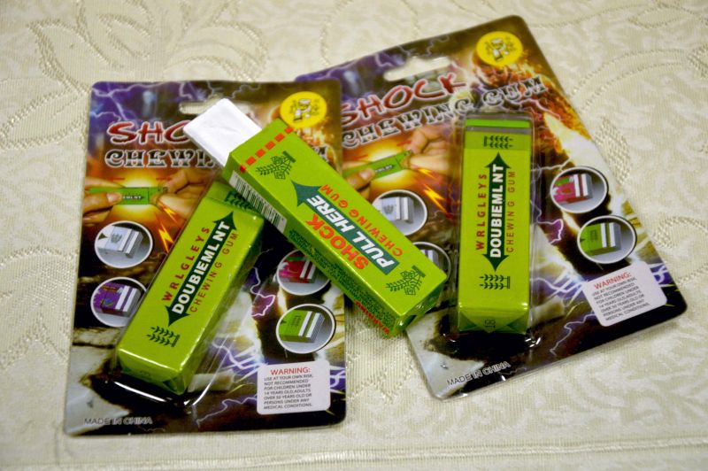 Priced at RM6, the toys are said to cause a sharp shocking sensation when a person attempts to pull out the u00e2u20acu02dcgum'. u00e2u20acu201d Picture by Ida Nadirah