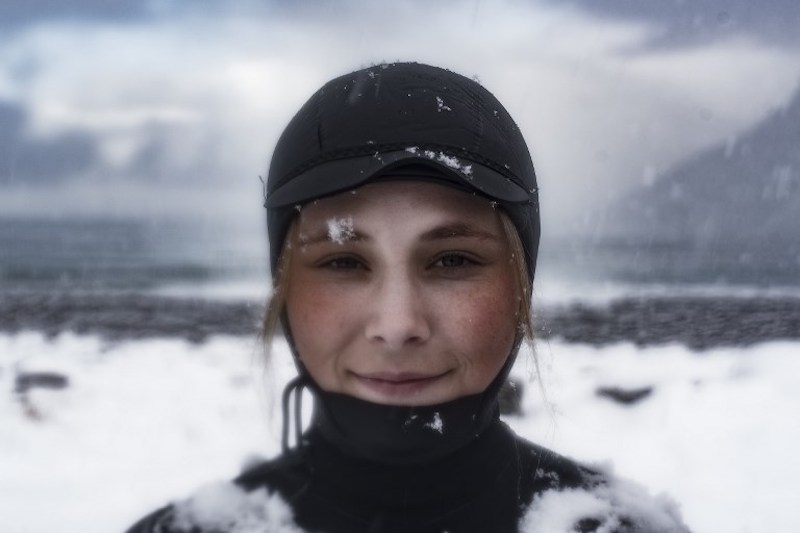 Solmoy Austbo from Norway poses after a surf session in Unstad northern Norway, Lofoten islands, within the Arctic Circle March 11, 2018. — AFP pic