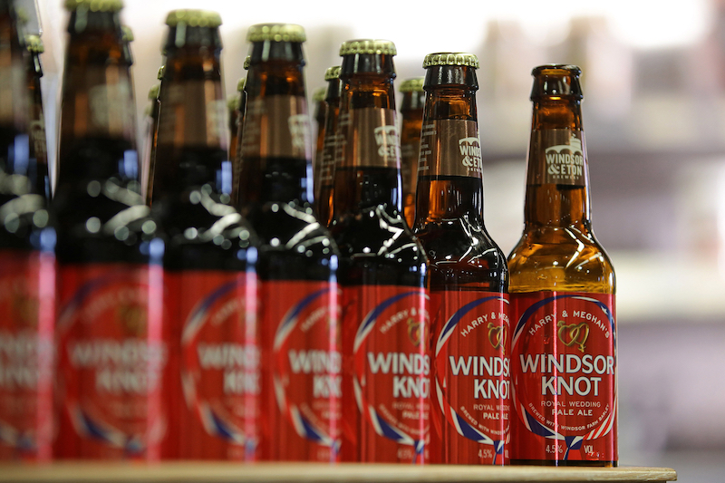 Bottles of the new Harry & Meghanu00e2u20acu2122s Windsor Knot ale, a limited-edition craft beer brewed to mark the royal wedding of Prince Harry and Meghan Markle. u00e2u20acu201d AFP pic