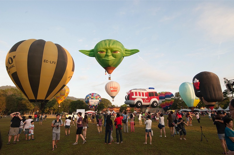 A view of the many colourful balloons at the festival.